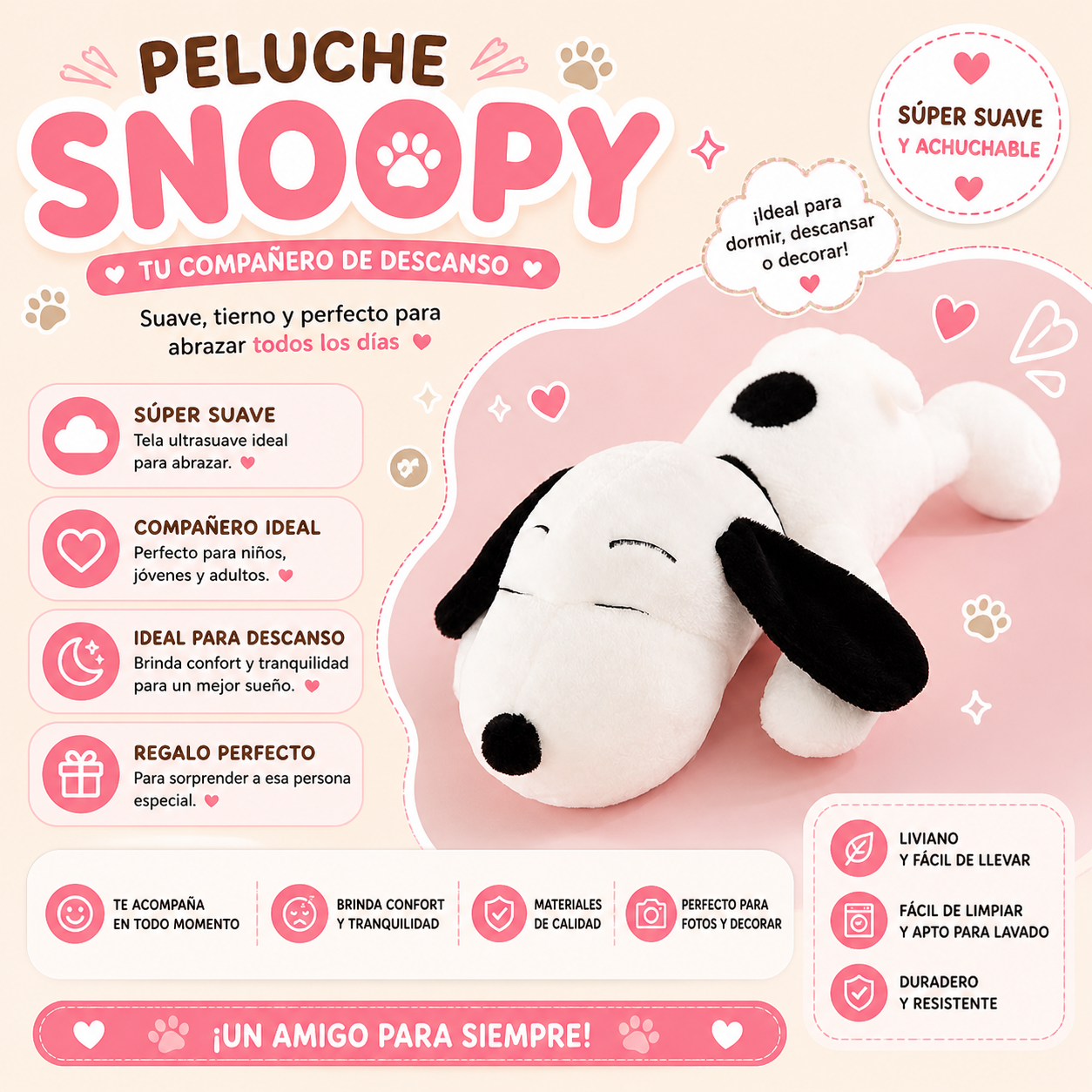 Peluche snoopy durmiendo