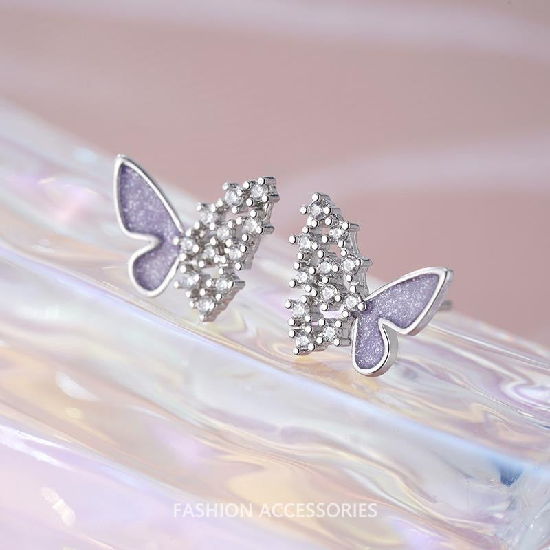 Aretes cute mariposa lila