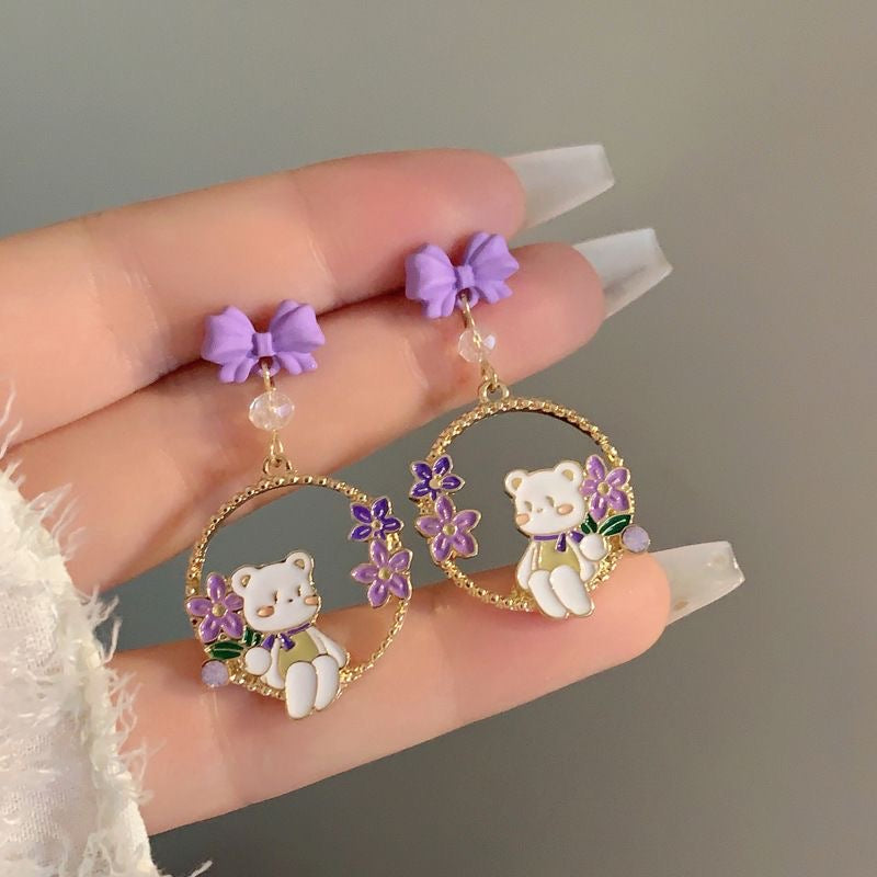 Aretes de ositos con flores