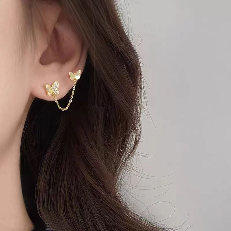Aretes mariposas doble