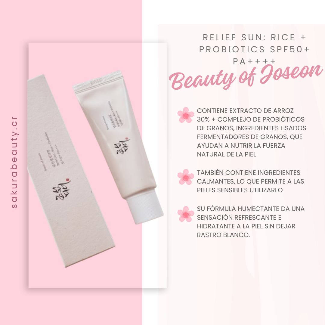 Bloqueador solar Relief Sun: Rice + Probiotics SPF50+ PA++++ - Beauty of Joseon