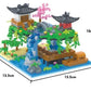 Lego de casa con cascada con luz