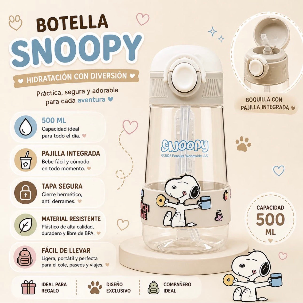 Botella de snoopy
