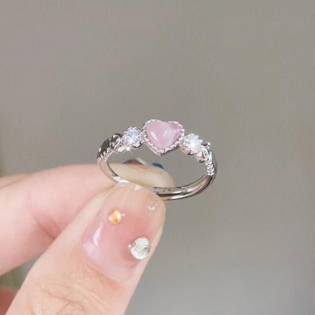 Anillo corazón rosa