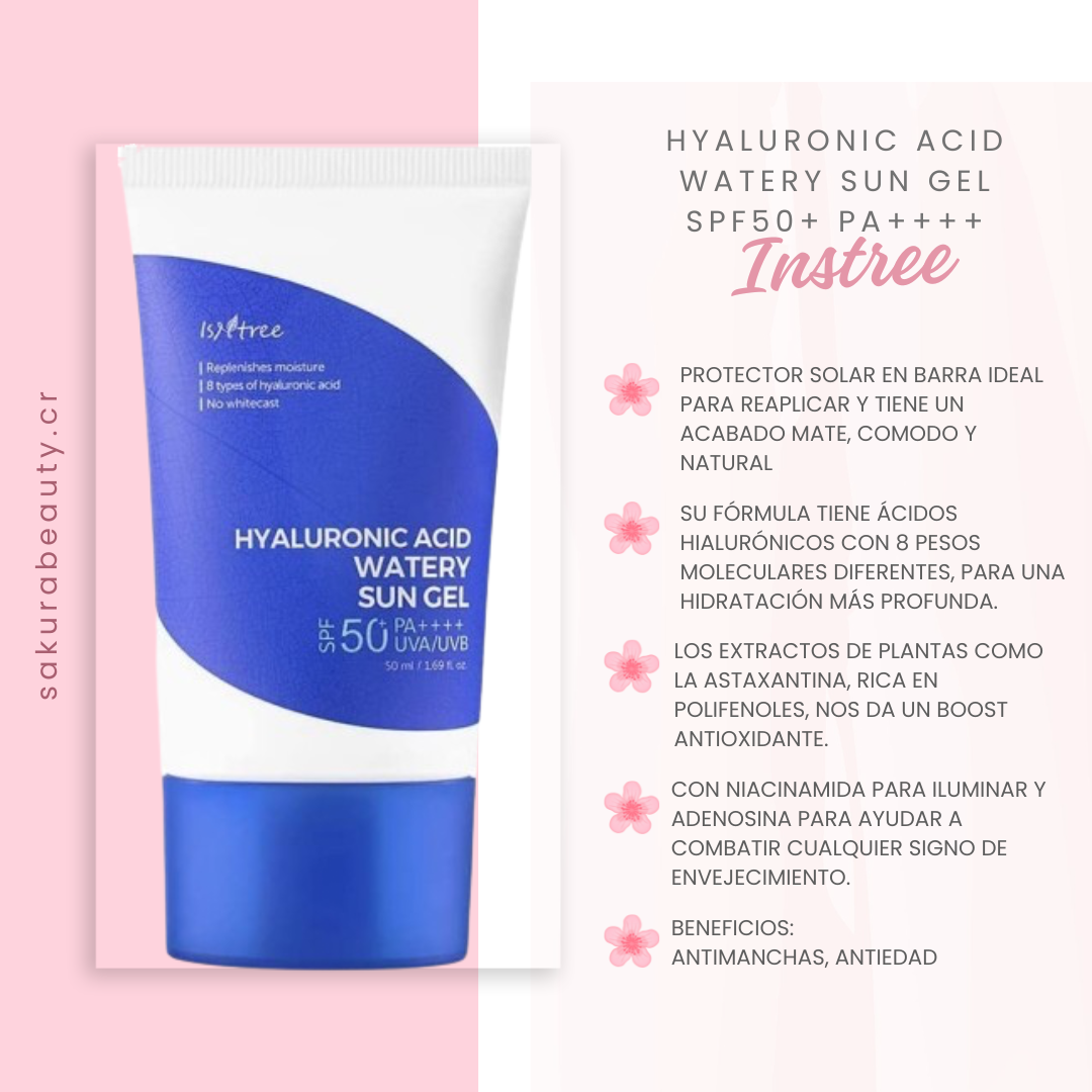 Bloqueador solar Hyaluronic Acid Watery Sun Gel SPF 50+ pa++++ - Instree