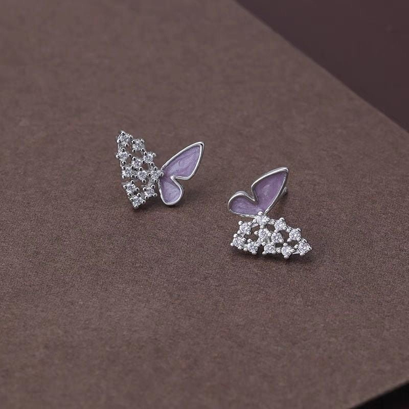 Aretes cute mariposa lila