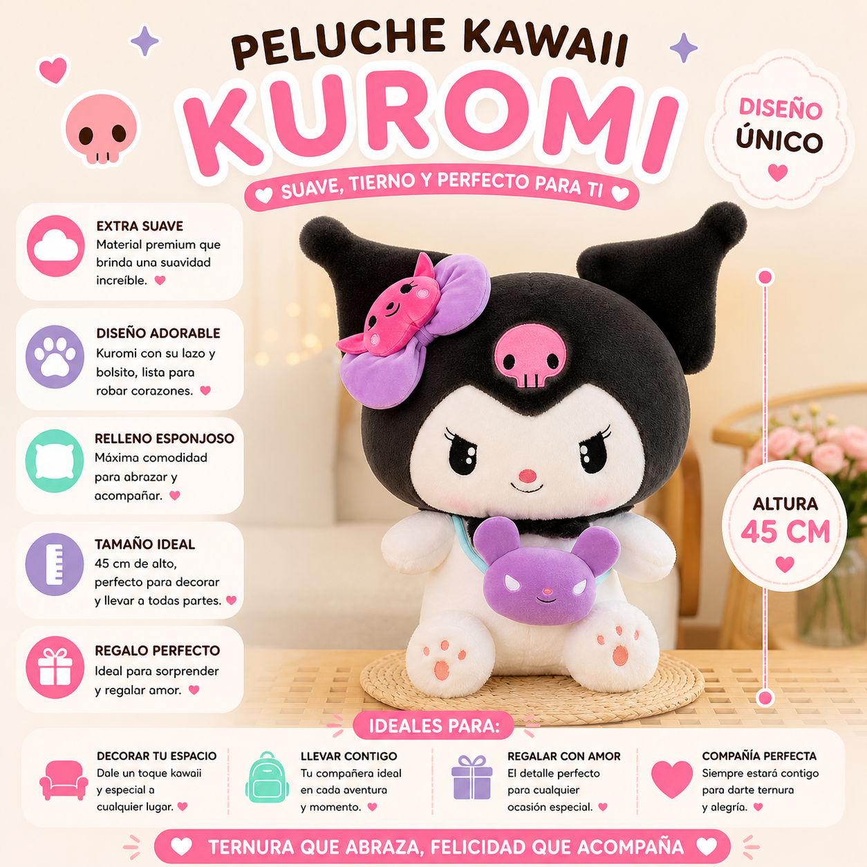 Peluche Kuromi con bolso