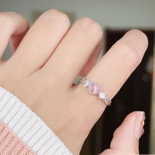 Anillo corazón rosa