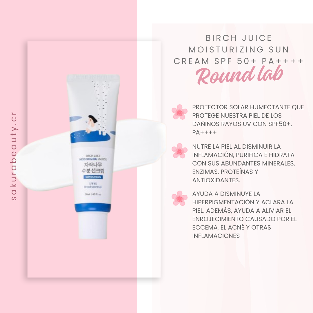 Bloqueador solar Birch Juice Moisturizing Sun Cream SPF 50+ PA++++- Round Lab