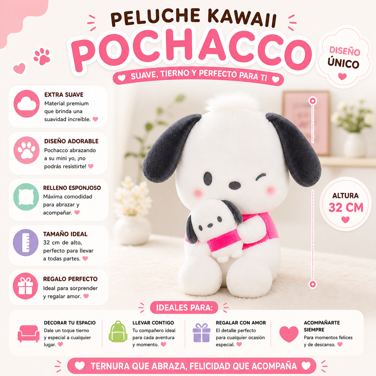 Peluche Pochacco con bebé