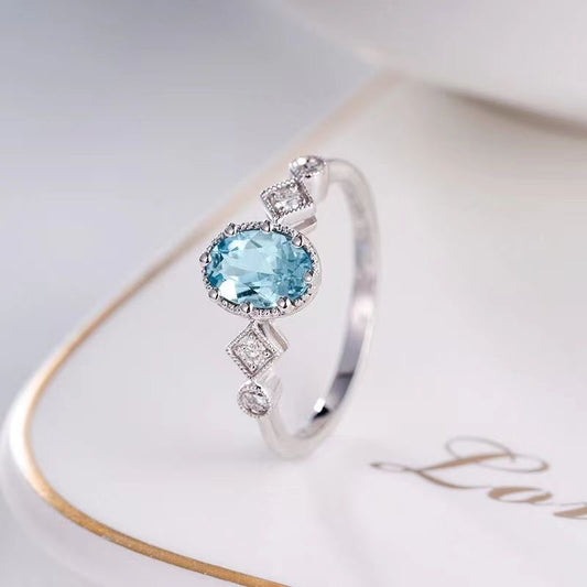 Anillo zirconia celeste