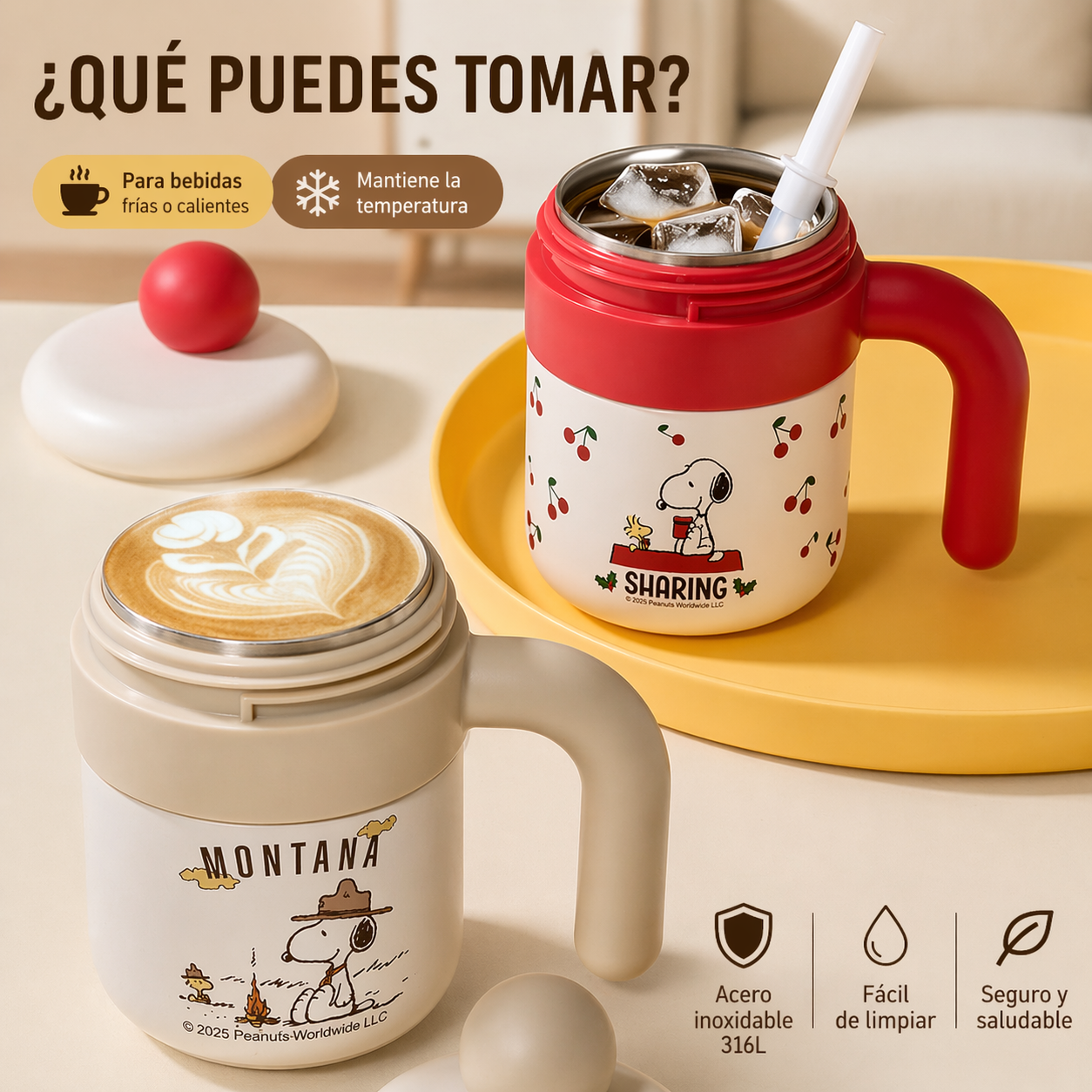 Jarra con pajilla Snoopy