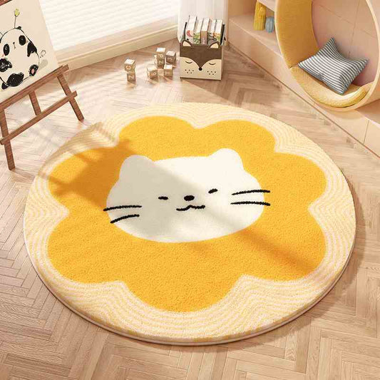 Alfombra redonda gato blanco