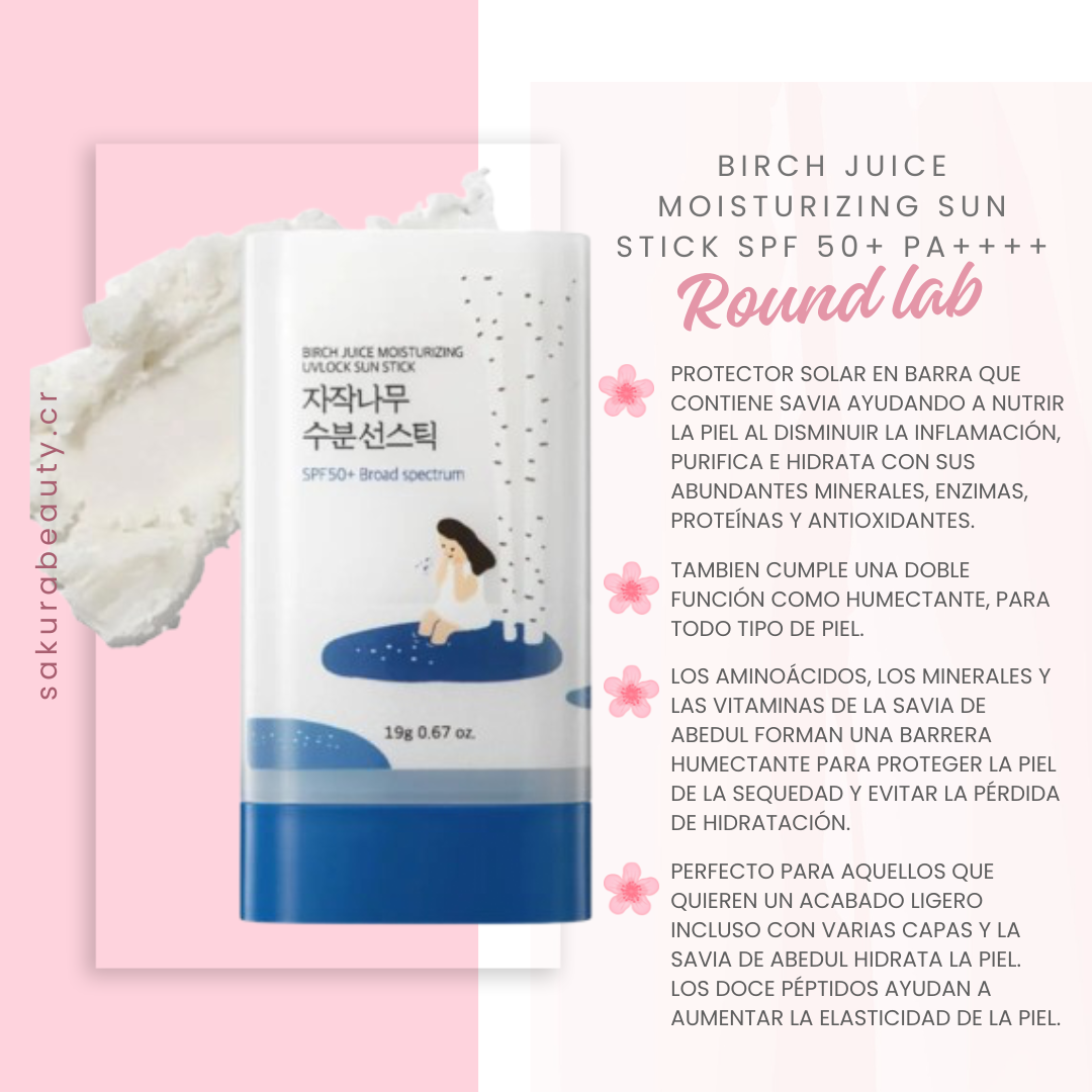 Bloqueador solar Birch Juice Moisturizing Sun Stick SPF 50+ PA++++ - Round Lab