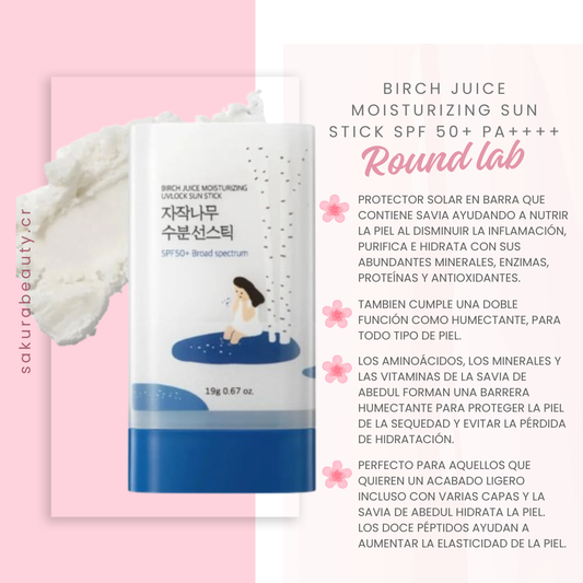 Bloqueador solar Birch Juice Moisturizing Sun Stick SPF 50+ PA++++ - Round Lab