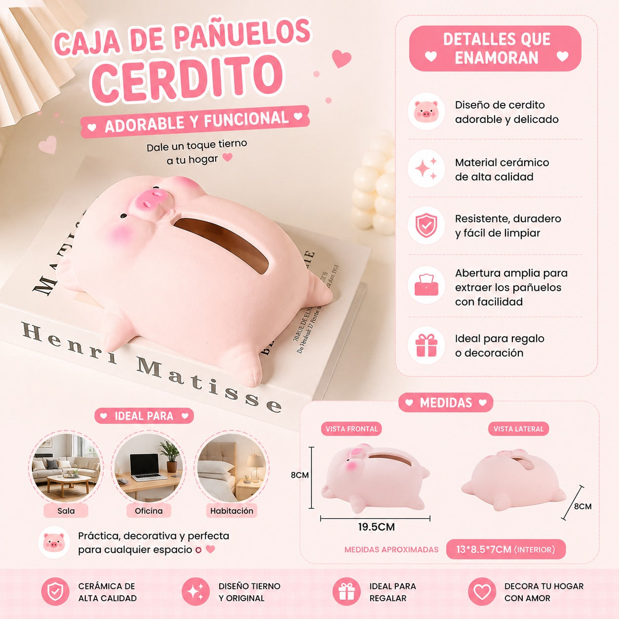 Servilletero de chancho acostado