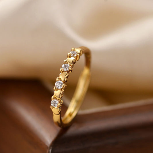 Anillo de corazones con zirconia ajustable