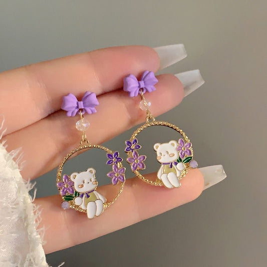 Aretes de ositos con flores
