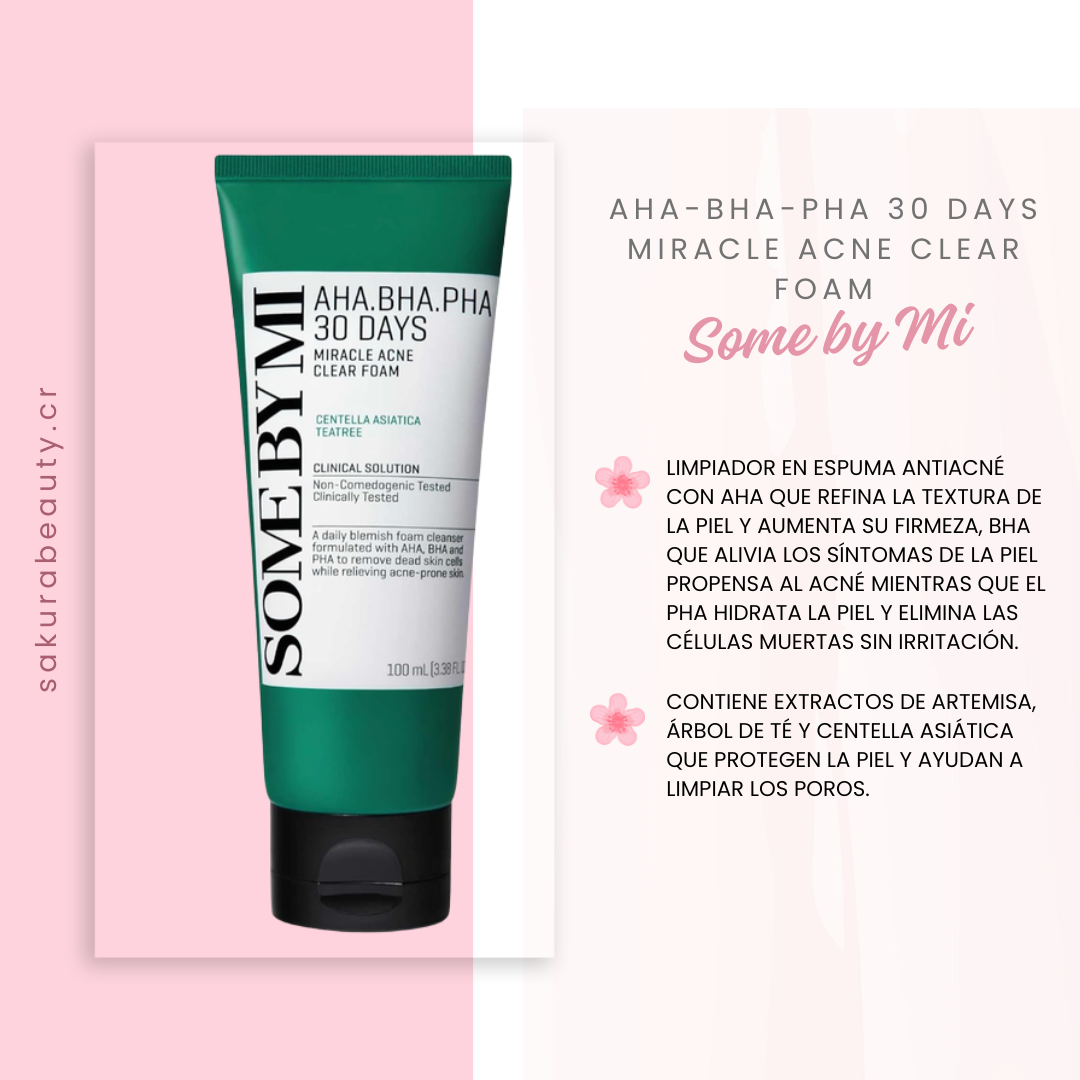 Limpiador en espuma AHA-BHA-PHA 30 Days Miracle Acne Clear Foam - Some by Mi