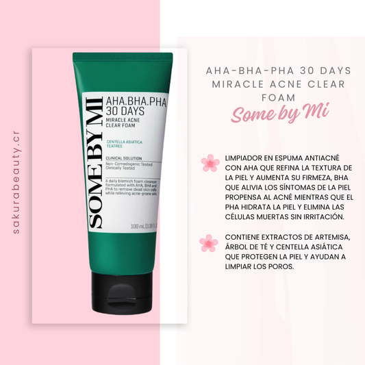 Limpiador en espuma AHA-BHA-PHA 30 Days Miracle Acne Clear Foam - Some by Mi