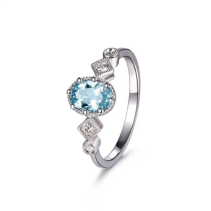Anillo zirconia celeste