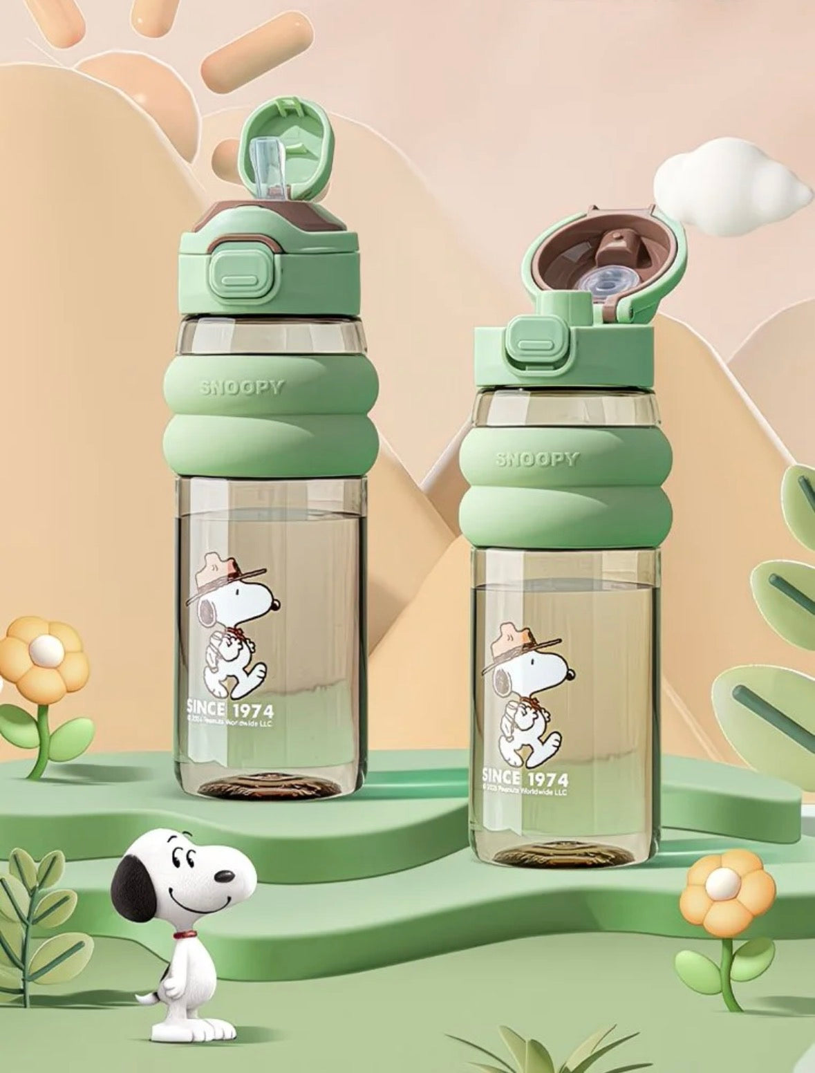 Botella Verde Snoopy Camper