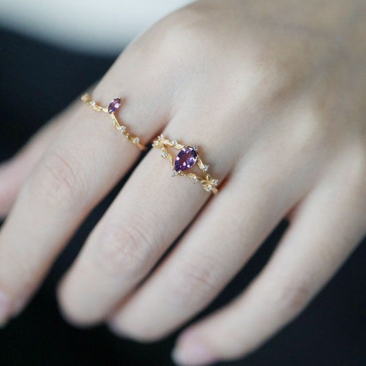 Anillos doble morado elegante