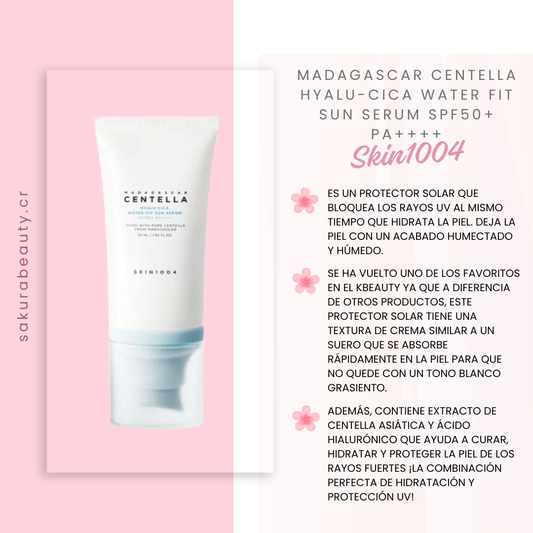 Bloqueador Madagascar Centella Hyalu-Cica Water Fit Sun Serum SPF50+ PA++++ - Skin1004