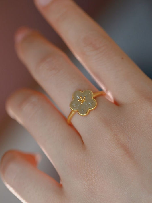 Anillo flor jade ajustable