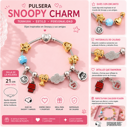 Pulsera con charms Snoopy
