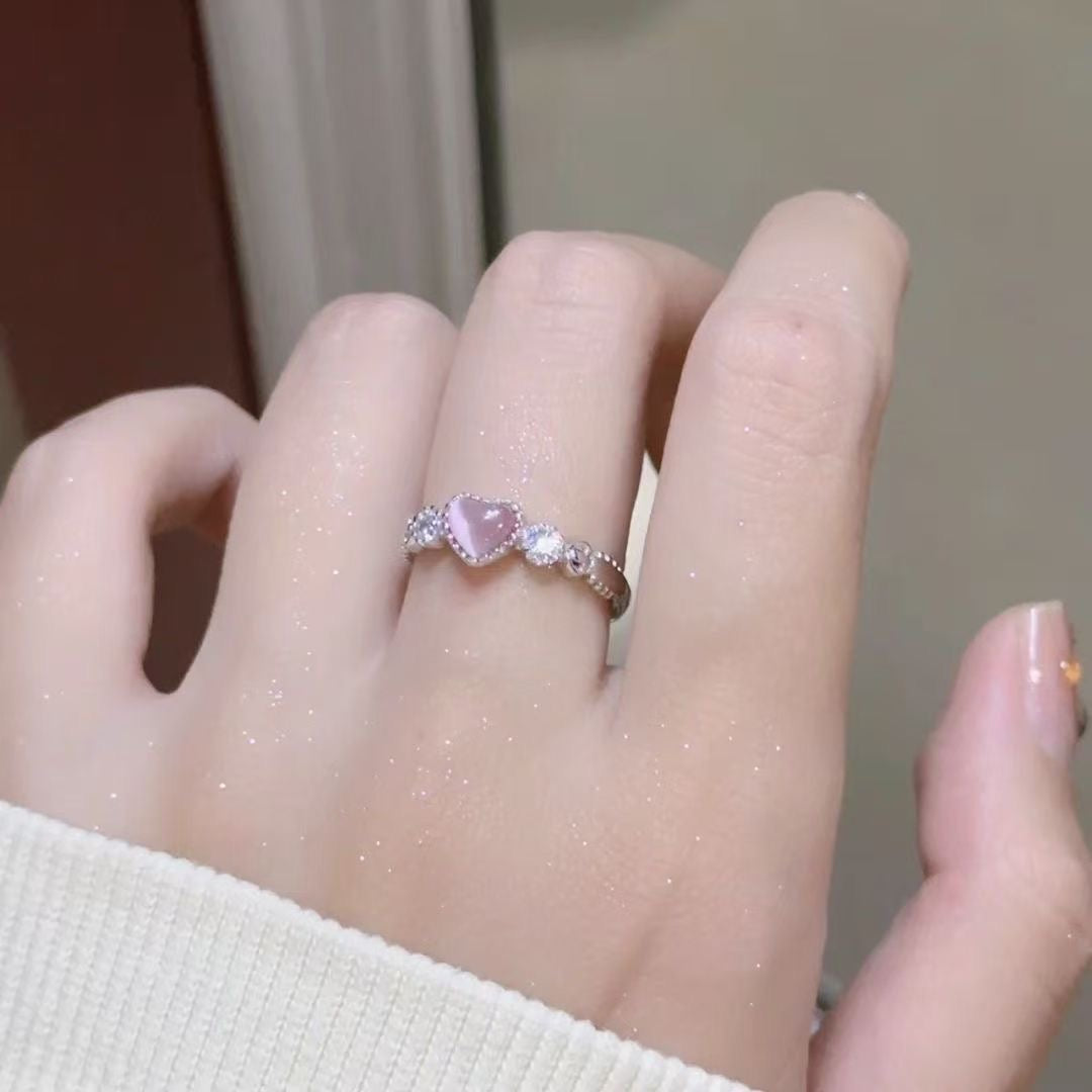 Anillo corazón rosa