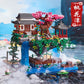 Lego de casa con cascada con luz
