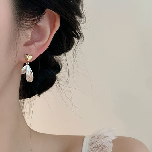 Aretes de alas y corazon