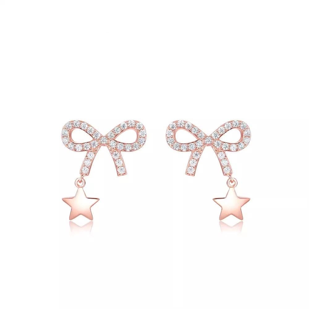 Aretes de lazo oro rosa