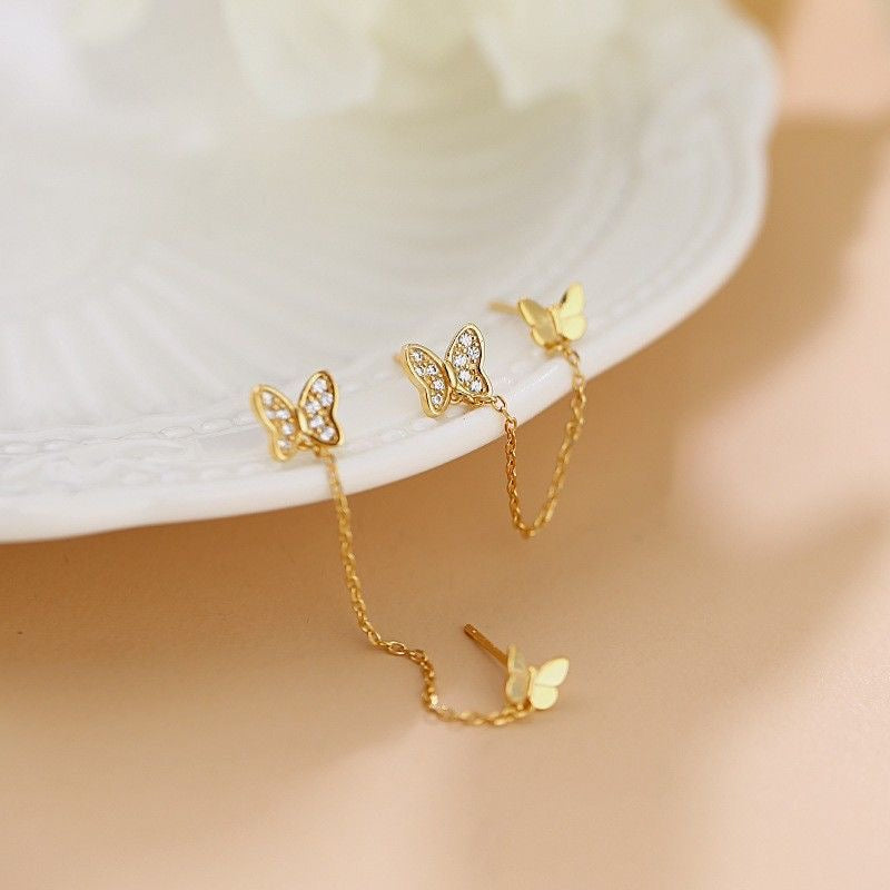Aretes mariposas doble