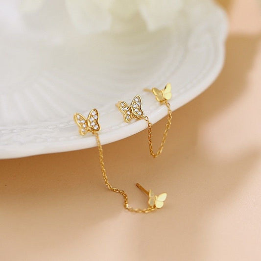 Aretes mariposas doble