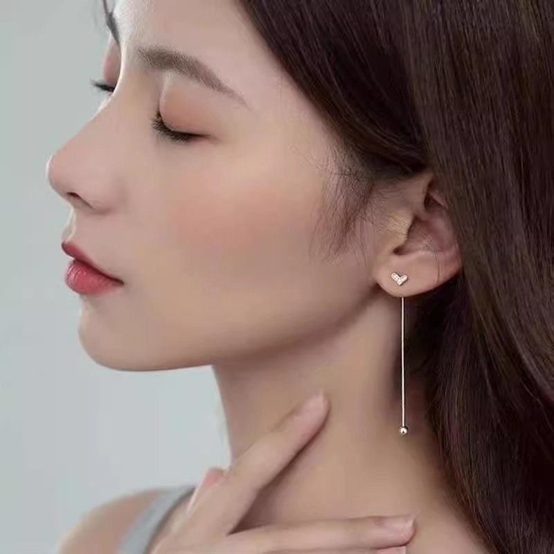 Aretes corazon con caída