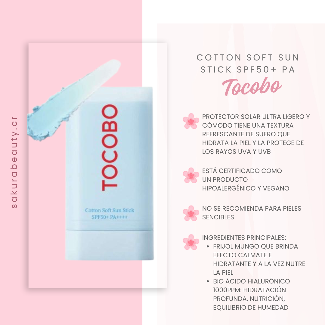 Bloqueador solar Cotton Soft Sun Stick SPF50+ PA - Tocobo