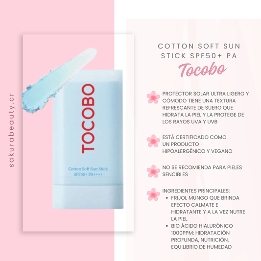 Bloqueador solar Cotton Soft Sun Stick SPF50+ PA - Tocobo