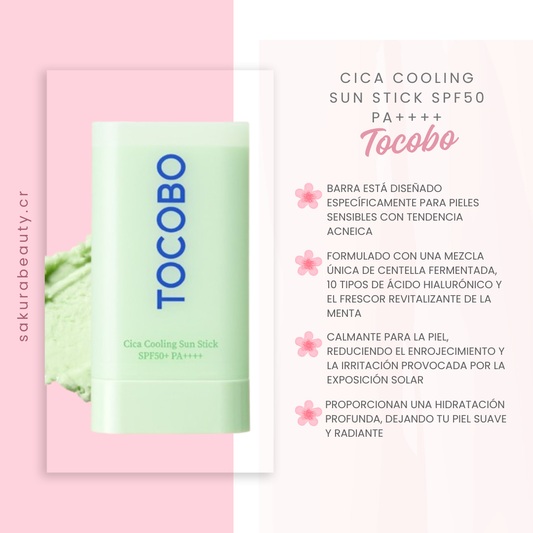 Bloqueador solar Cica Cooling Sun Stick SPF50 PA++++ - Tocobo
