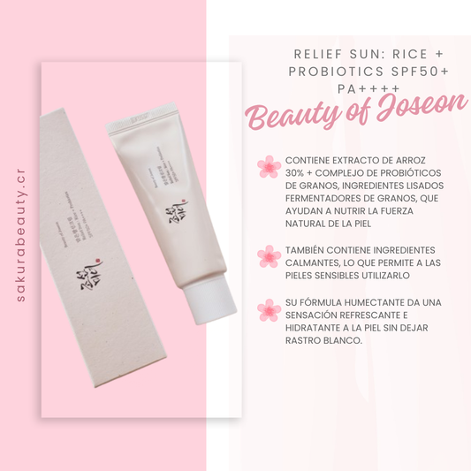 Bloqueador solar Relief Sun: Rice + Probiotics SPF50+ PA++++ - Beauty of Joseon