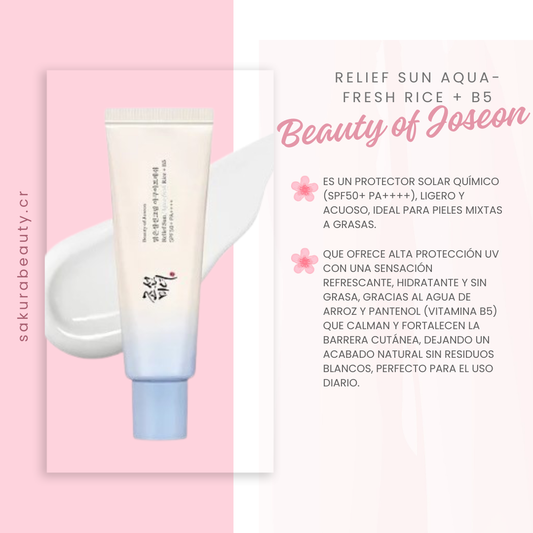 Bloqueador solar Relief Sun Aqua-Fresh Rice + B5 - Beauty of Joseon