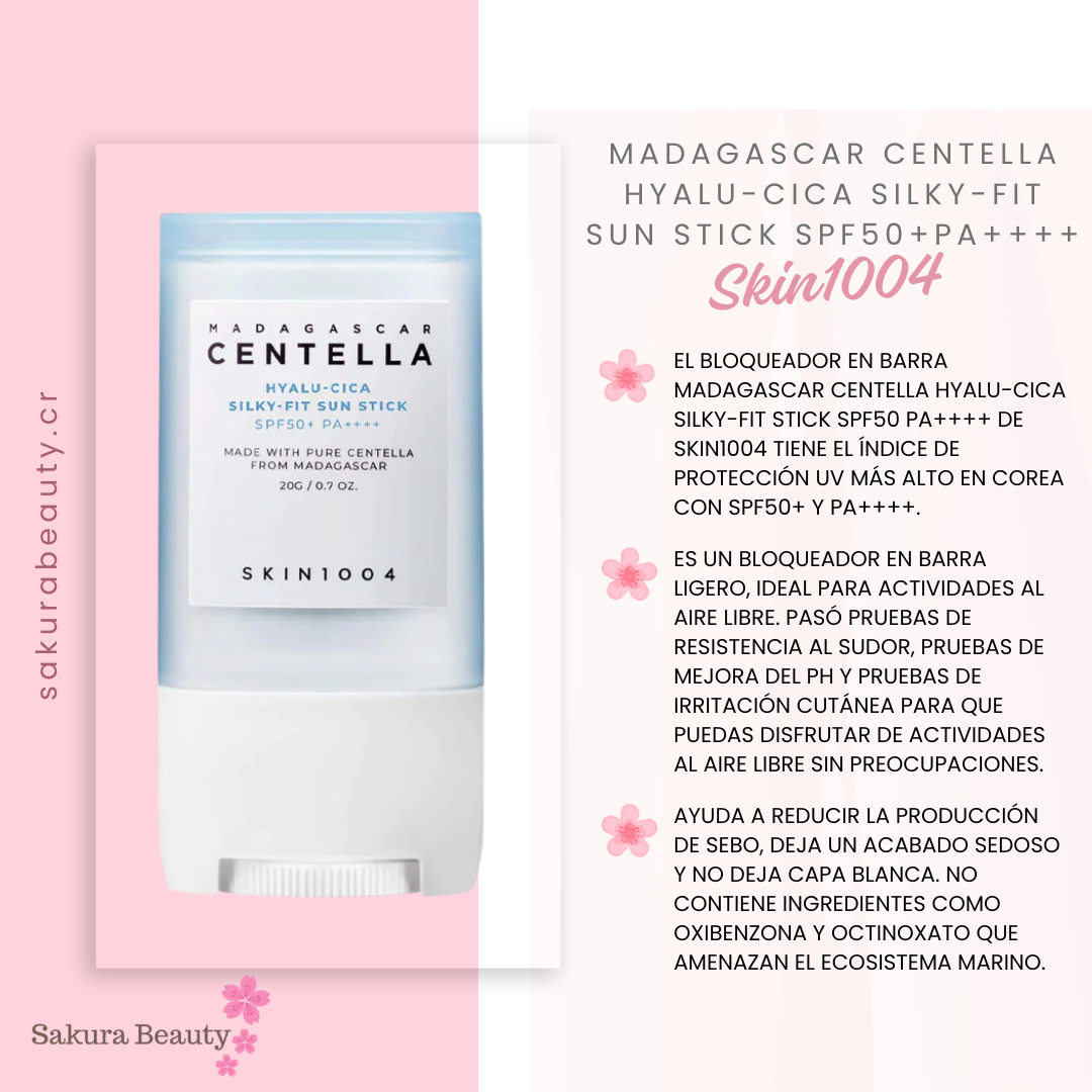 Bloqueador en barra Madagascar Centella Hyalu-Cica Silky-fit Sun Stick SPF50+PA++++- Skin 1004