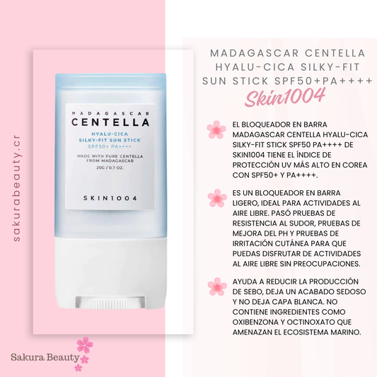 Bloqueador en barra Madagascar Centella Hyalu-Cica Silky-fit Sun Stick SPF50+PA++++- Skin 1004