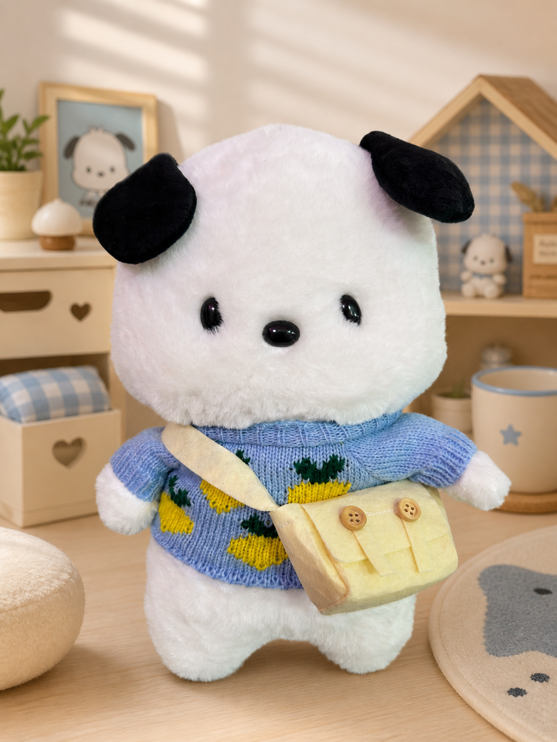 Peluche Pochacco con suéter azul
