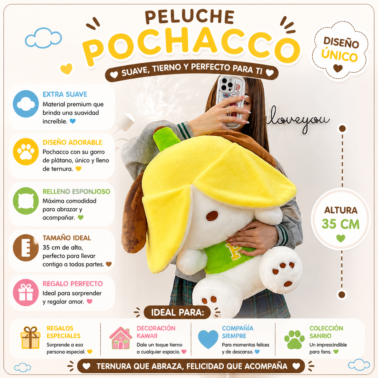 Peluche Pochacco banana pequeño