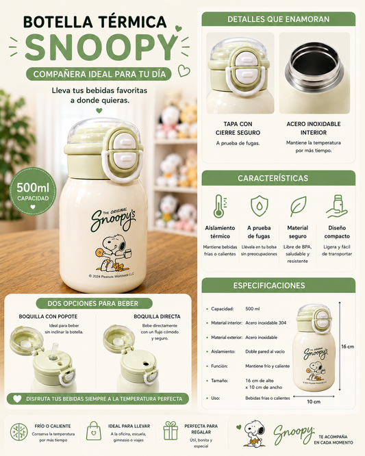 Botella verde snoopy
