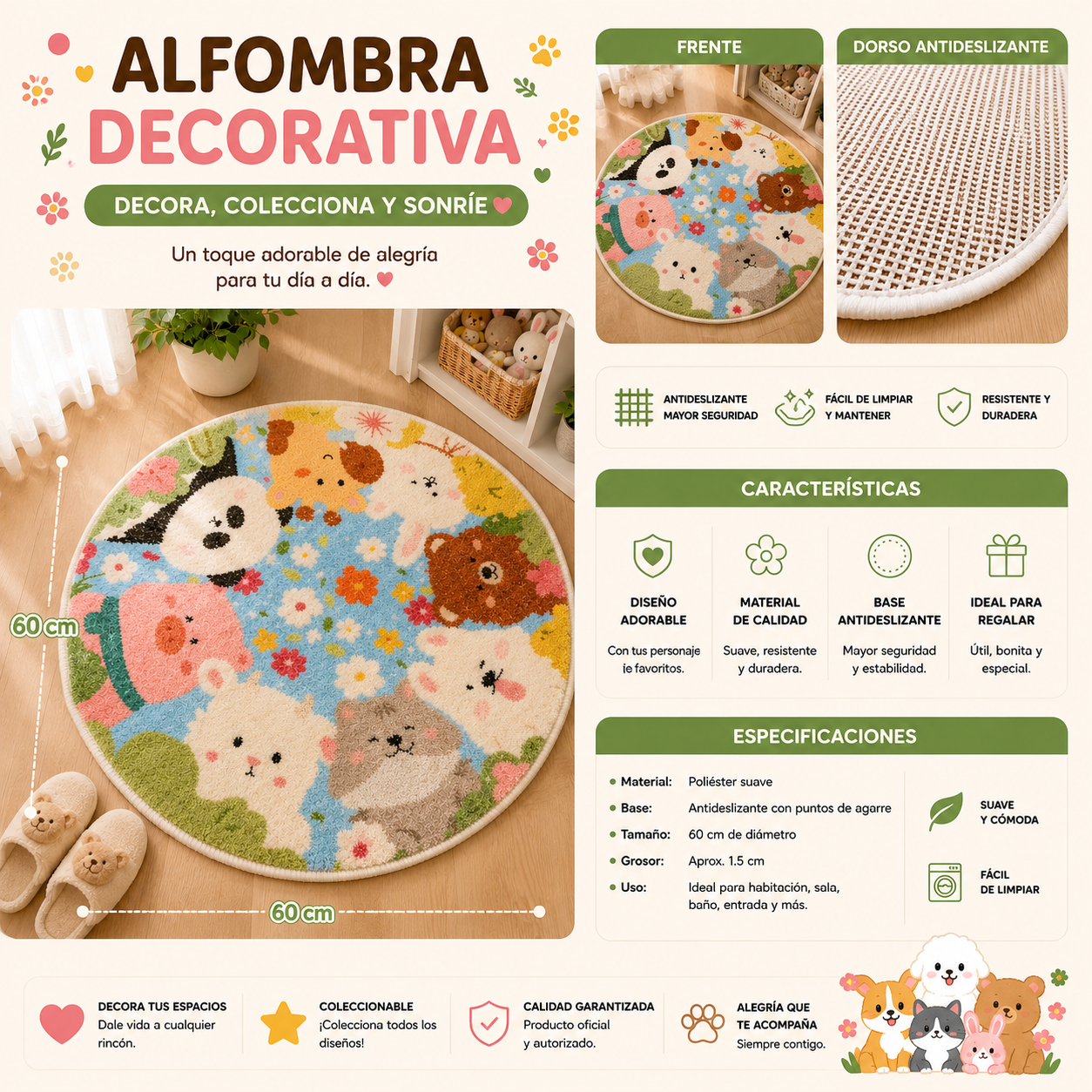 Alfombra animales redonda