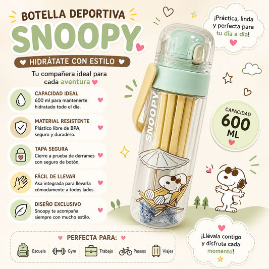 Botella celeste Snoopy playa