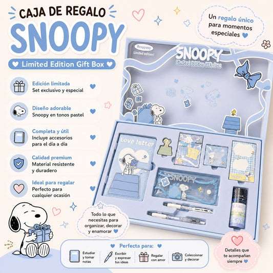 Set de papelería Snoopy Celeste